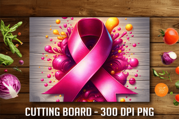 Awareness Ribbon Splash Cutting Board: A Design Asset for Impactful Kitchen Art