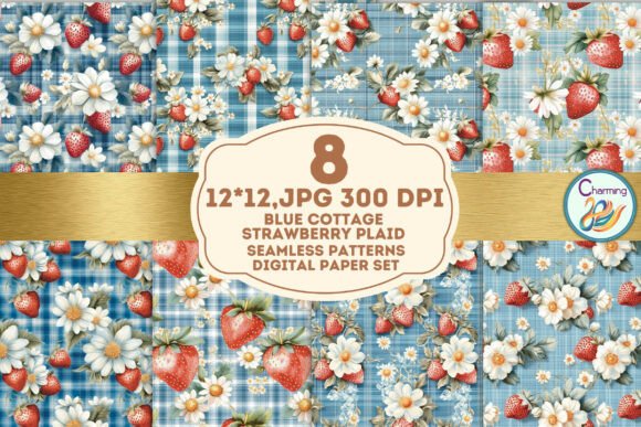 Blue Strawberry Plaid: A Modern Design Asset