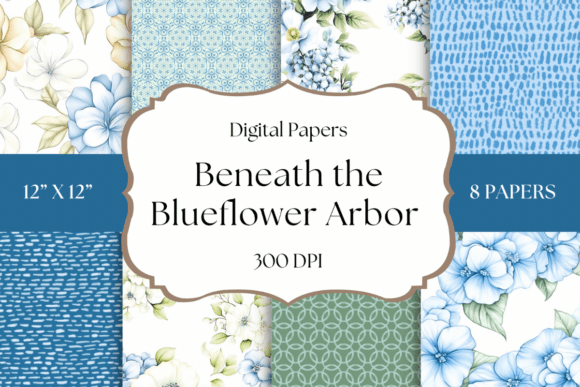 Blueflower Arbor Digital Papers: A Designer's Garden