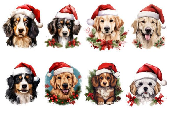 Christmas Dog Sublimation Clipart Bundle: Festive Design Assets