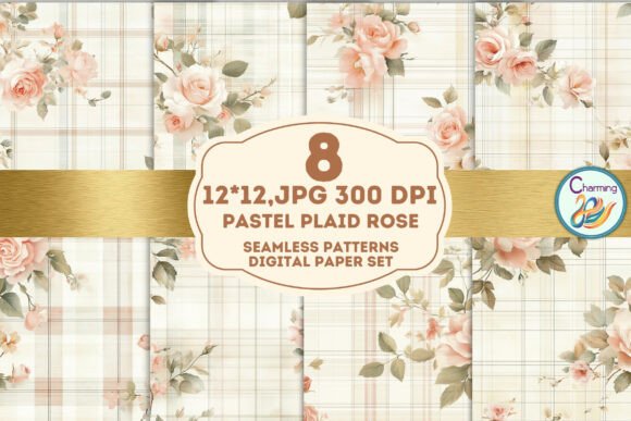 Elevate Designs with Seamless Paper: Pastel Plaid Rose