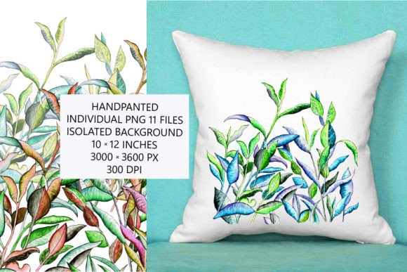 Elevate Projects with Watercolor Leaves Sublimation PNG