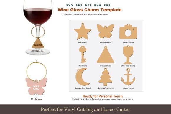 Elevate Your Event Branding with Elegant Drink Glass Charm SVGs