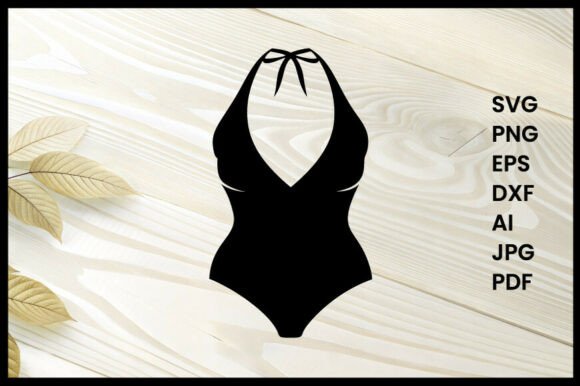 Halter Neck Swimwear Silhouette: A Vector Design Asset
