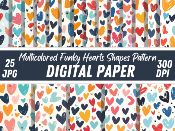 Vibrant Multicolored Funky Hearts: A Design Asset for Modern Creatives