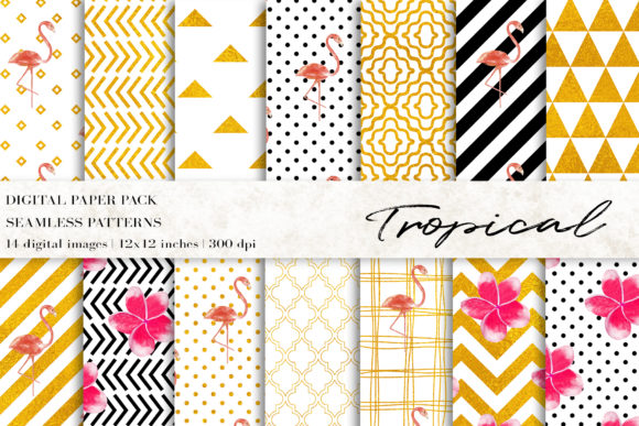 Vibrant Watercolor Tropical Digital Papers for Creative Projects
