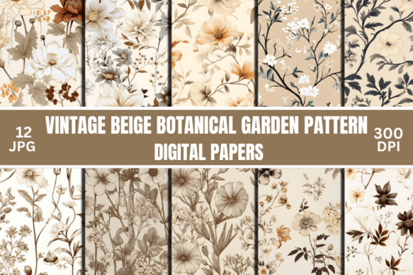 Vintage Beige Botanical Garden Pattern: A Designer's Asset