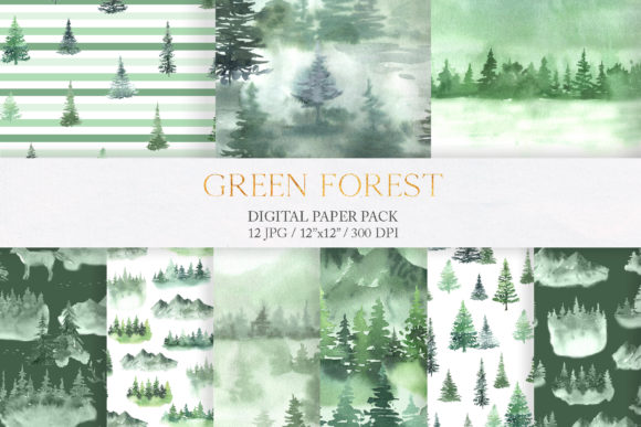 Watercolor Green Forest Digital Papers: A Designer's Toolkit